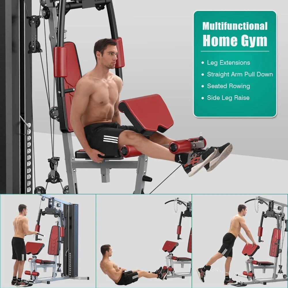 Multifunctional Home Gym Equipment Workout Station with Pulley System