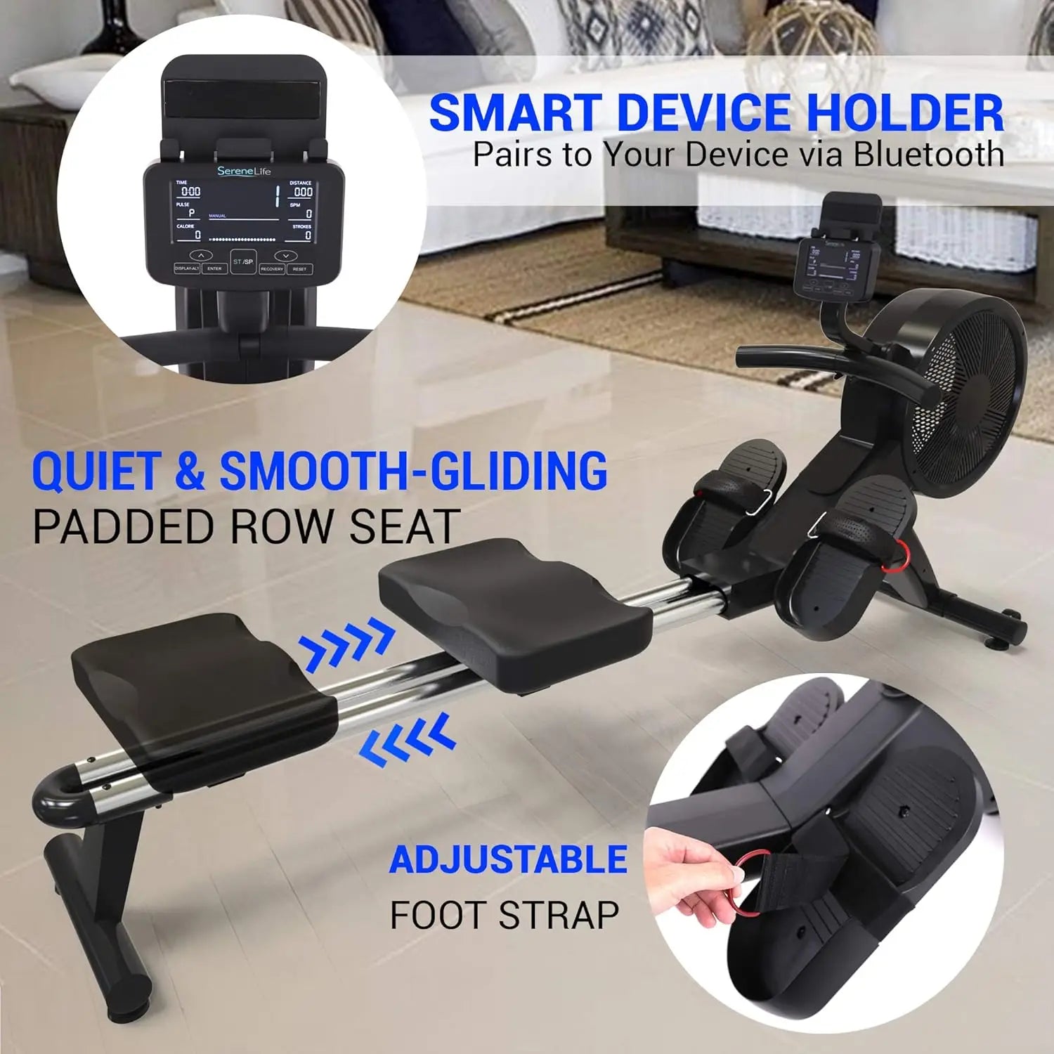 Smart Rowing Machine-Home Machine with Smartphone Fitness Monitoring App