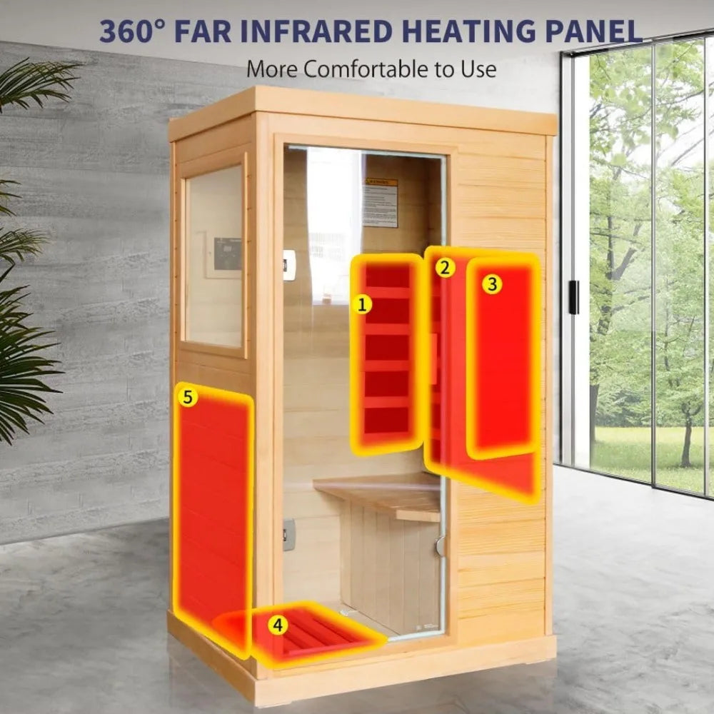 800W/110V Low-EMF Canadian Hemlock Wood Indoor Dry Sauna