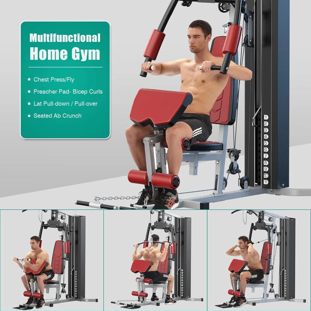 Multifunctional Home Gym Equipment Workout Station with Pulley System