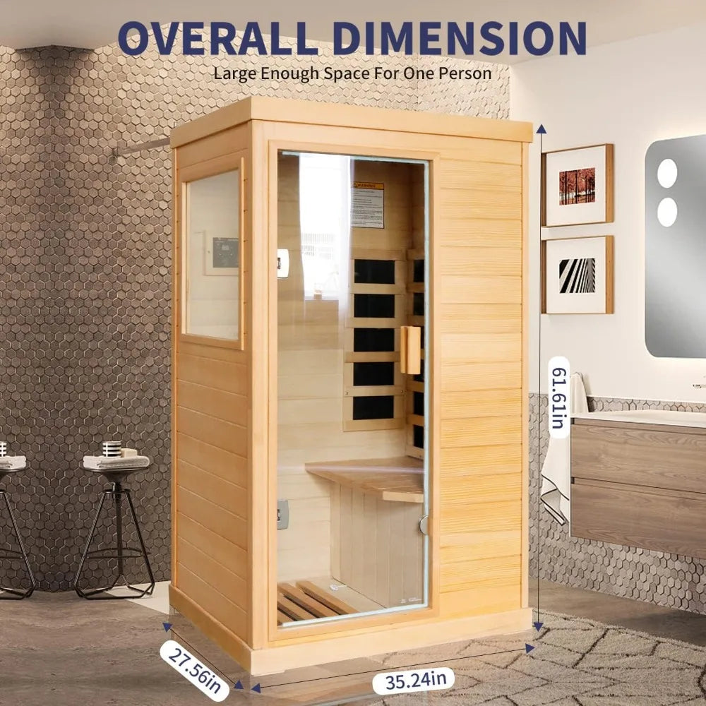 800W/110V Low-EMF Canadian Hemlock Wood Indoor Dry Sauna